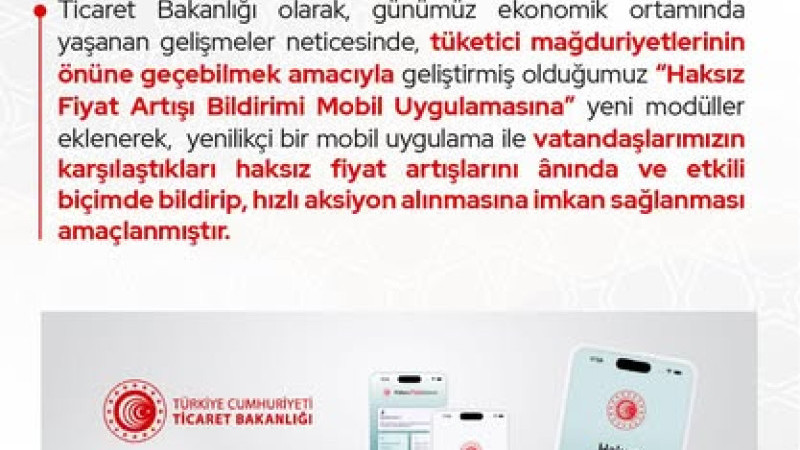 Ticaret Bakanlığı’ndan Haksız Fiyat Çağrısı