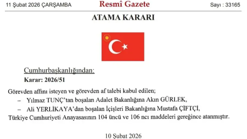  Adalet ve İçişleri Bakanları Değişti