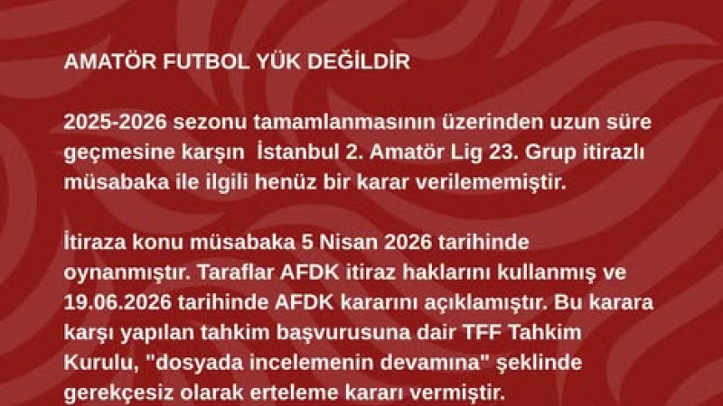 İAFKP;  AMATÖR FUTBOL YÜK DEĞİLDİR