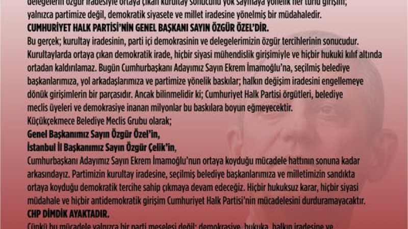 CHP KÜÇÜKÇEKMECE BELEDİYE MECLİS GRUBU'NDAN KAMUOYUNA
